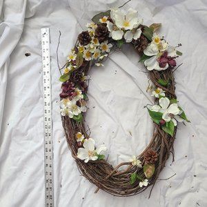 Wreath  20X12 Oval  White and purple flowers